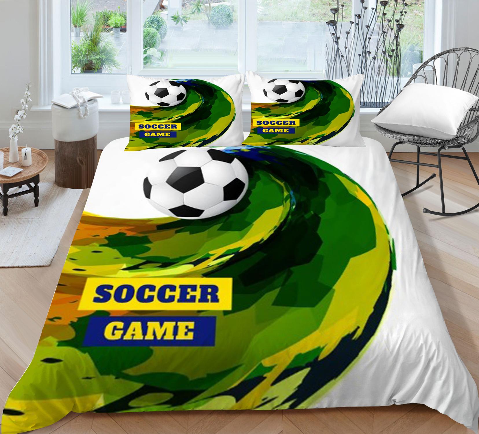 

Домашний декор для спальни, пододеяльник для кровати, 3D футбольный дизайн, постельное белье, постельное белье, детская наволочка из трех предметов, полиэстер Single 135x200cm