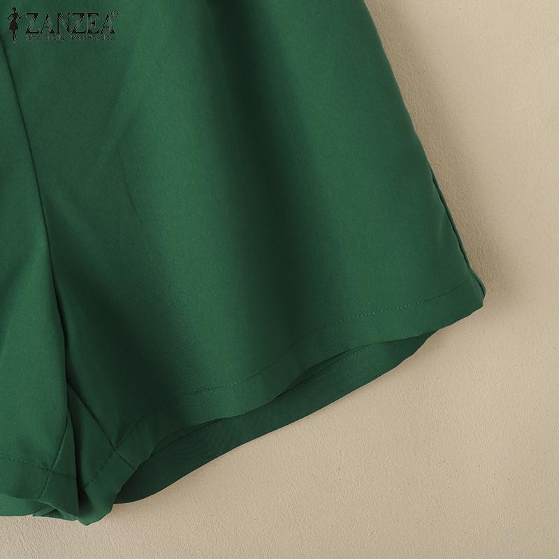 ZANZEA Women Short Sleeve Blouse and Shorts Summer Casual Two Piece Sets