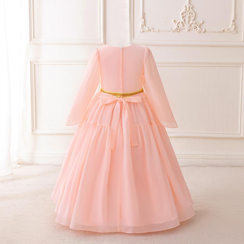 Sukienka dla dziewczynki z Arabii Saudyjskiej, muzułmańska elegancka szyfonowa haftowana szata, sukienka, bankiet imprezowy, sukienka dziecięca