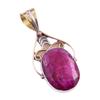 Red Ruby(Simulated) Handmade 925 Sterling Silver Two Tone Pendant 1.75" V7V09