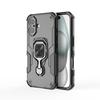 For iPhone 16 Phone Case WANLONFENG PC TPU Back Cover Kickstand with Tempered Glass