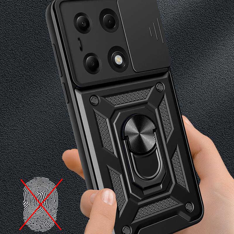 Stoßfeste Panzerhülle für Xiaomi Redmi Note 13 4G/5G Pro Plus Poco X6 mit magnetischem Ringhalter für Auto Handyhülle Schutz