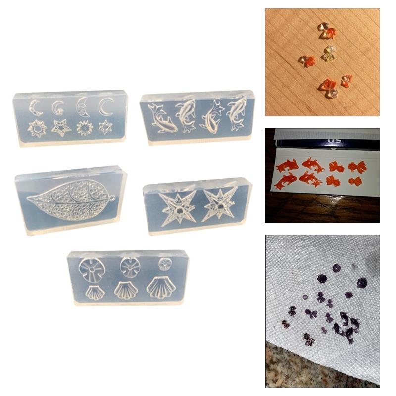 Schmuckherstellung 5 Teile/satz Kristall Epoxidharz Form Blätter Blume Seestern Muschel Nagel Schnitzen Dekorationen Silikonform DIY Handwerk Schablone