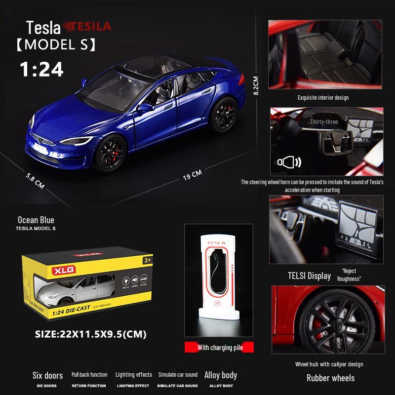 1:24 Tesla Alloy Car Model Simulation Toy - New Energy Vehicle for Kids