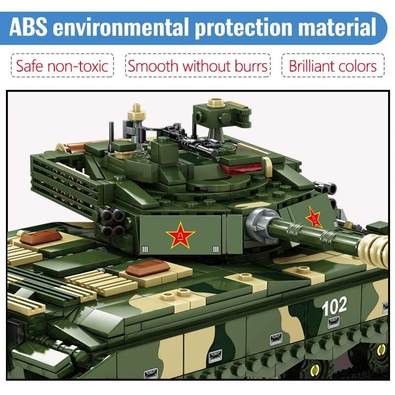 1411PCS Military Type ZTZ99 Main Battle Tank Building Blocks WW2 Army Soldiers Fighting Weapons Bricks Toys Children Gifts