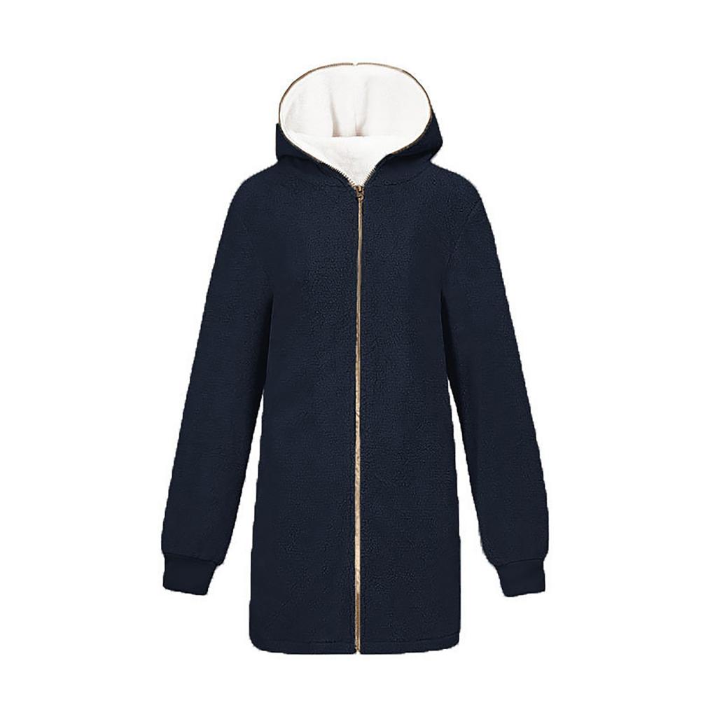 Manton supradimensionat pentru femei, cu glugă, cu fermoar, cardigan, cu buzunar