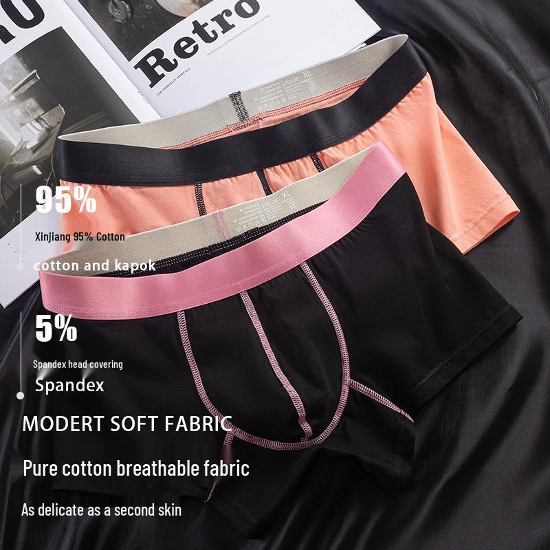 Men's Mid-Waist Breathable Cotton Boxer Briefs with Antibacterial Graphene Crotch
