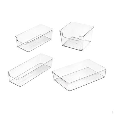 4 Pezzi Organizer da Scrivania Trasparente Cassetto Contenitore Impilabile Scatola per Animali per