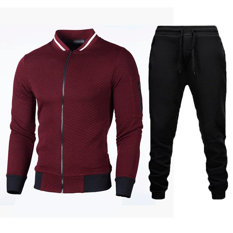 Neuer Stil Sweatshirt Reißverschluss Stehkragen Sweatshirtjacke Herren Kariert Einfarbig Strickjacke Anzug