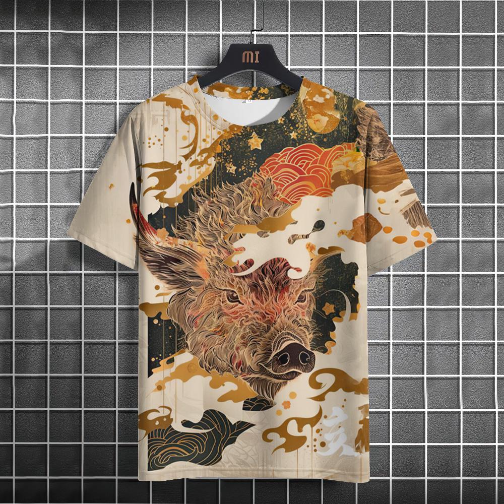 

Мужская футболка с принтом «12 китайских зодиаков», фитнес-футболка, быстросохнущая, с круглым вырезом и короткими рукавами, свободная повседневная мужская одежда 6XL