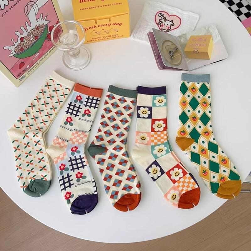 Erin Various Patterns Women s Compression-Free Golji Socks 5-Color Set 5-piece set