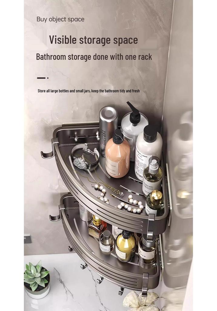 Punch-Free Bathroom Corner Triangle Shelf