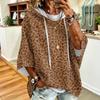 Felpa con cappuccio da donna a stampa leopardata con vestibilità ampia