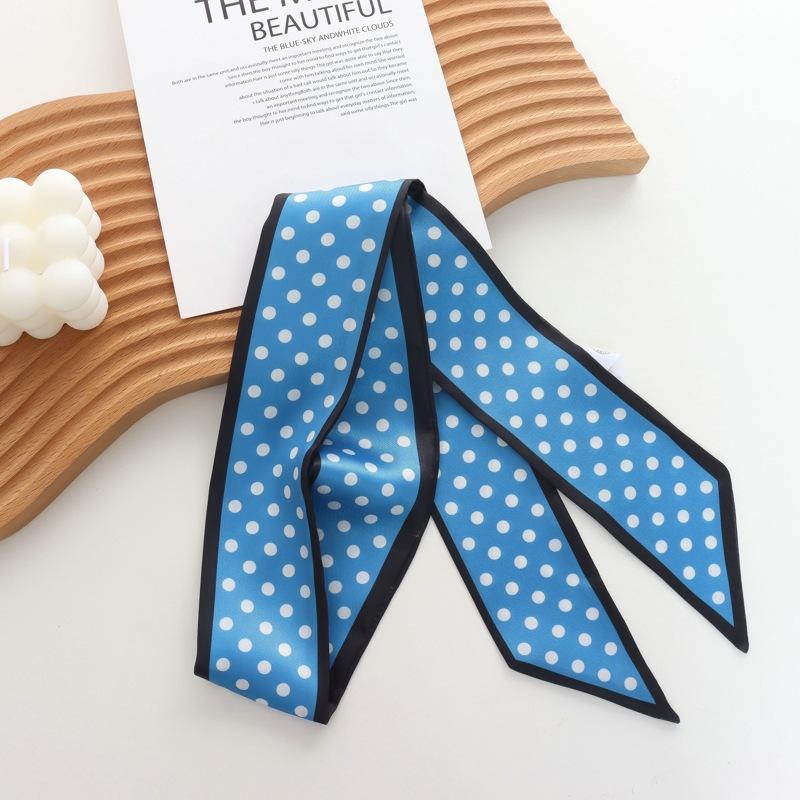 2025 New High-Grade Spring and Summer Retro Dots Narrow Small Silk Scarf Women's Suit Tie Hair Ribbon Scarf Headband
