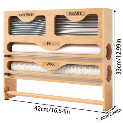 ZISIZ Wall-Mounted 3-in-1 Food Wrap Dispenser & Organizer