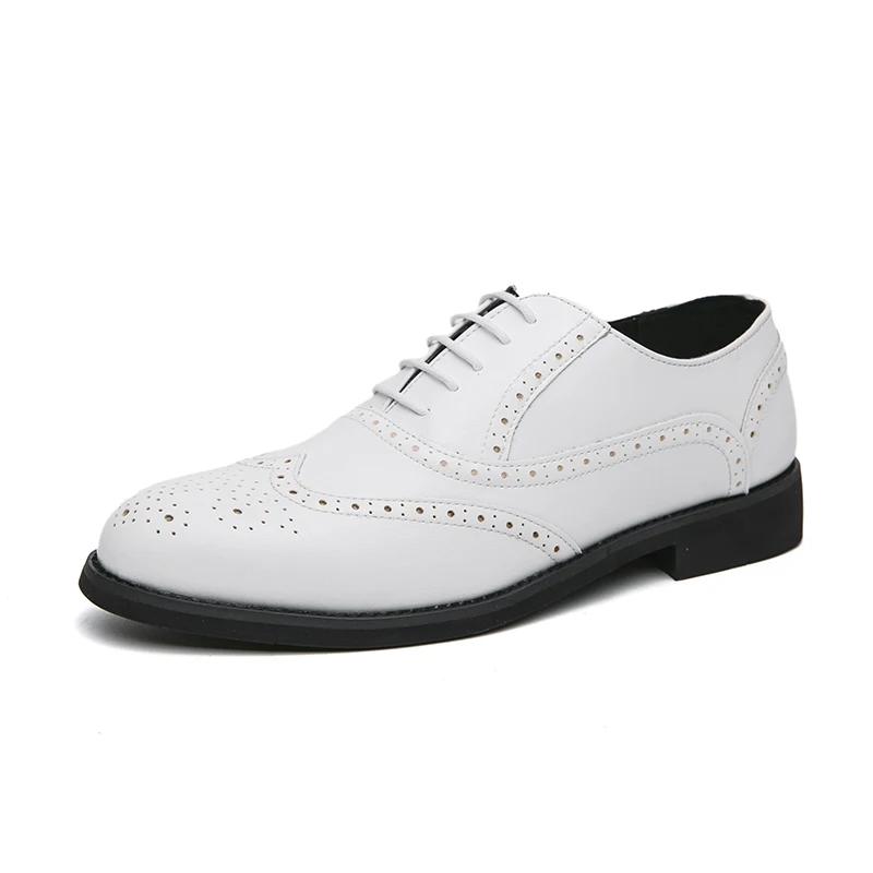Fashion 2025 British Style Men Prom Evening Dresses Shoes New Casual Leather Lace-Up Oxfords Shoes Fashion Antiskid Flat Designer Shoes