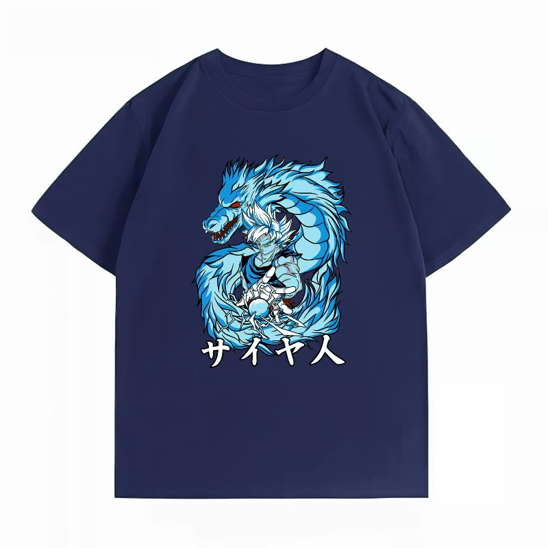 Dragon Ball Super Goku Ultra Instinct Ice Dragon Print Tshirt Casual Short Sleeve Cotton Anime Streetwear Unisexs Tshirt