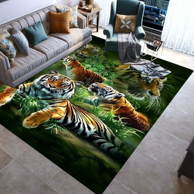 Large Area Rugs Non Slip Animal Tiger Pattern Carpet Living Room Sofa Kitchen Entrance Doormat Hallway Balcony Floor Mat