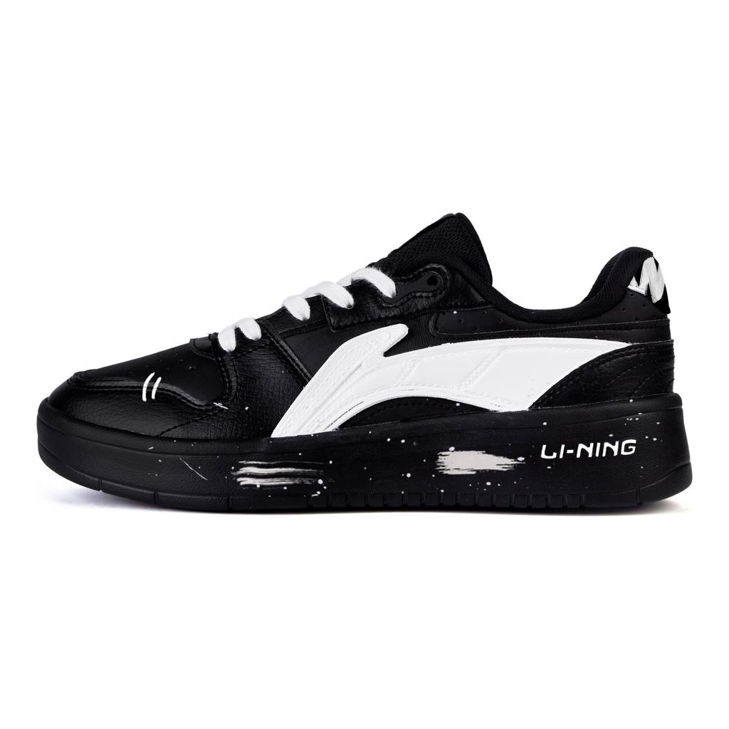 Li Ning Slip Resistant Cushioning Abrasion Resistant Low top Skateboard Shoes Men's Black White AGCU515-5(Team345-)