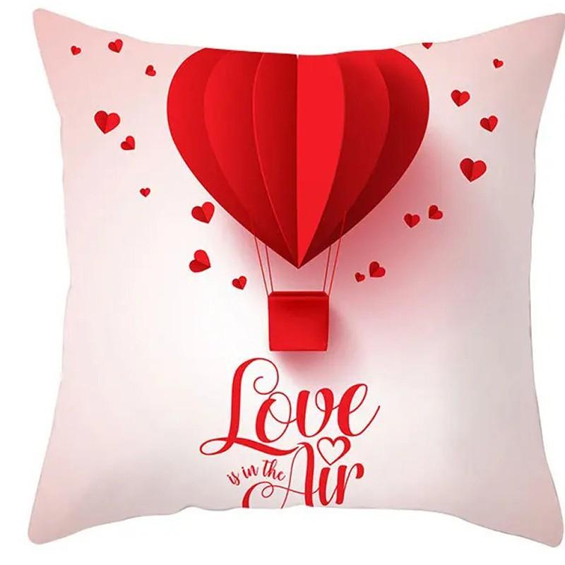 Valentines Day Balloons Love Sayings Pattern Cushion Cover Suitable for Sofa Bedroom Car Pillow Cover