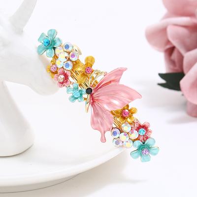 Fashion Hand-painted Gorgeous Hairpin Female Internet Celebrity Temperament Diamond Spring Clip Flower Back Head Hair Accessories