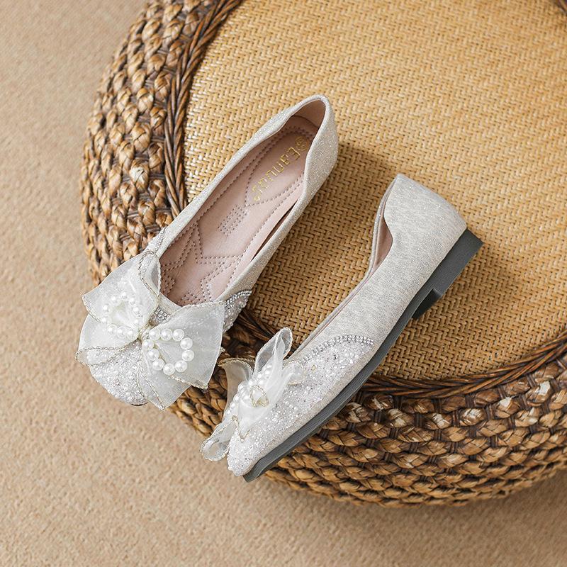 Pregnant women flat shoes pearl bow Mary Jane shoes driving casual shoes wedding shoes