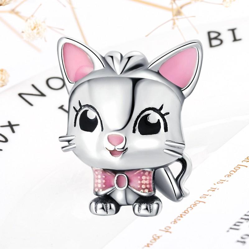 DIY Sparkling Paw Print Charm Beads for Pet Cat Dog Bracelets Jewelry Gifts Accessories