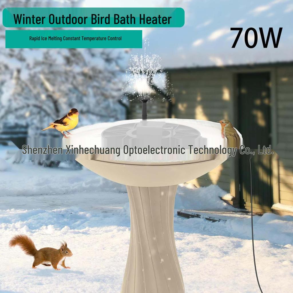Automatic Solar Bird Bath De-Icer with Constant Temperature Heating for Outdoor Winter Use