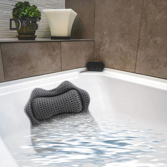 Badewannenkissen mit 6 Anti-Rutsch-Saugern Badekopfstütze mit 4D-Air-Mesh-Gewebe Nacken- und Rückenstütze Badekissen Entspannendes Badezubehör