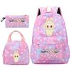 3Pcs/set Backpack for Girl School Teen Student Knapsack Women Rucksack with Lunch Bags Pencil Bag Fish Scale Style Bags
