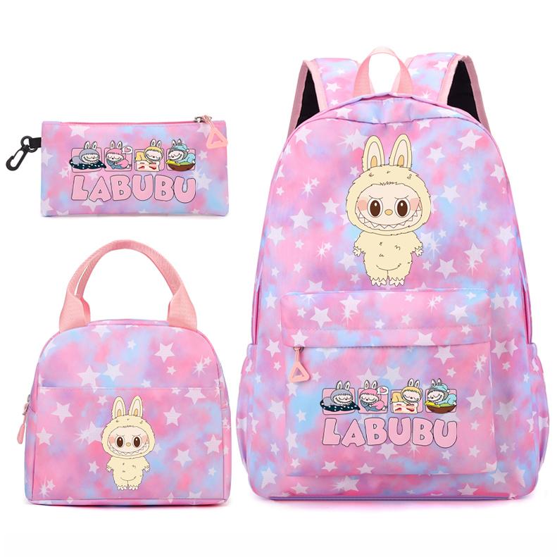 3Pcs/set Backpack for Girl School Teen Student Knapsack Women Rucksack with Lunch Bags Pencil Bag Fish Scale Style Bags