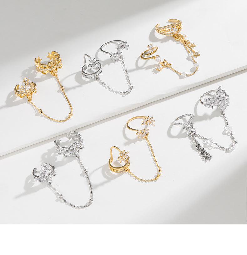 Kenjie Pozłacany Miedziany Zestaw Pierścionków na Paznokcie z Cyrkoniami z Regulacją dla Kobiet - Kolekcja Letnia