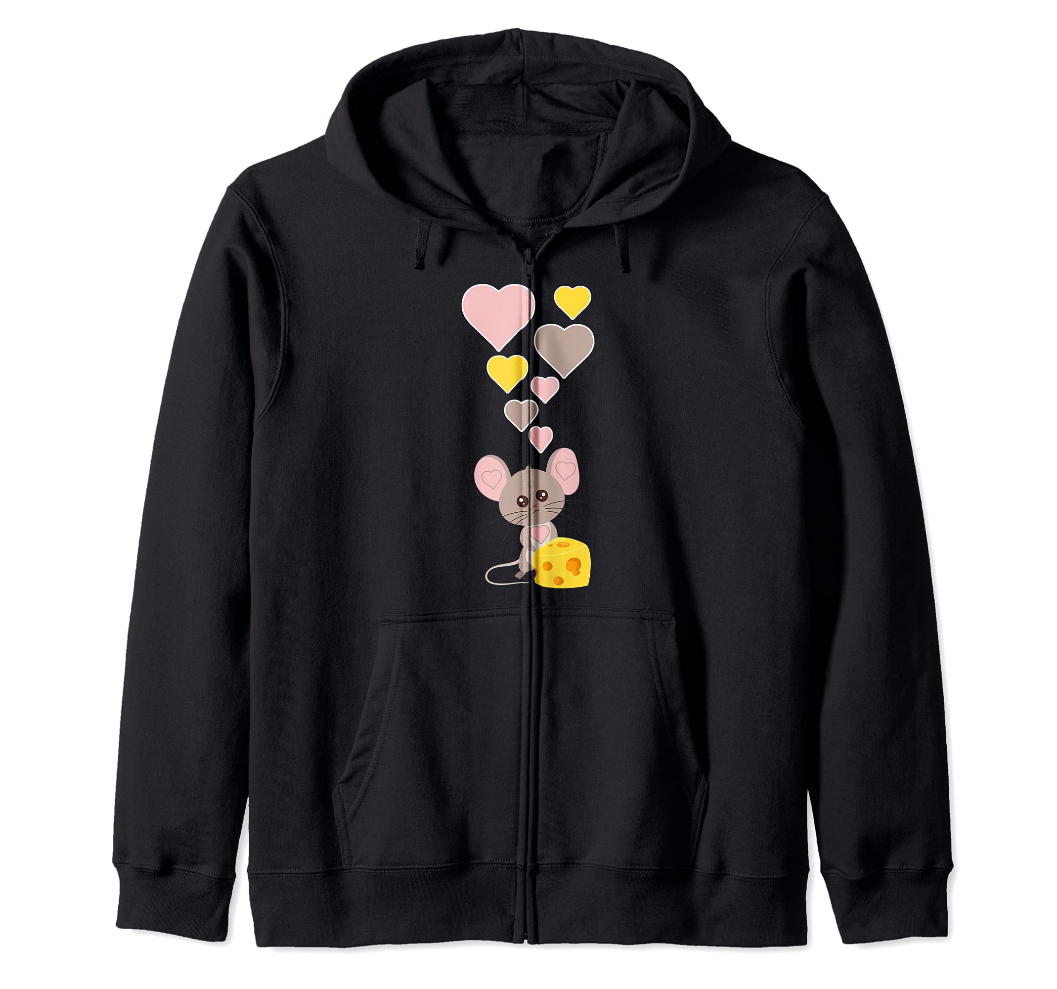 Cute Mouse With Hearts - Cute Mouse with Hearts Zip Hoodie
