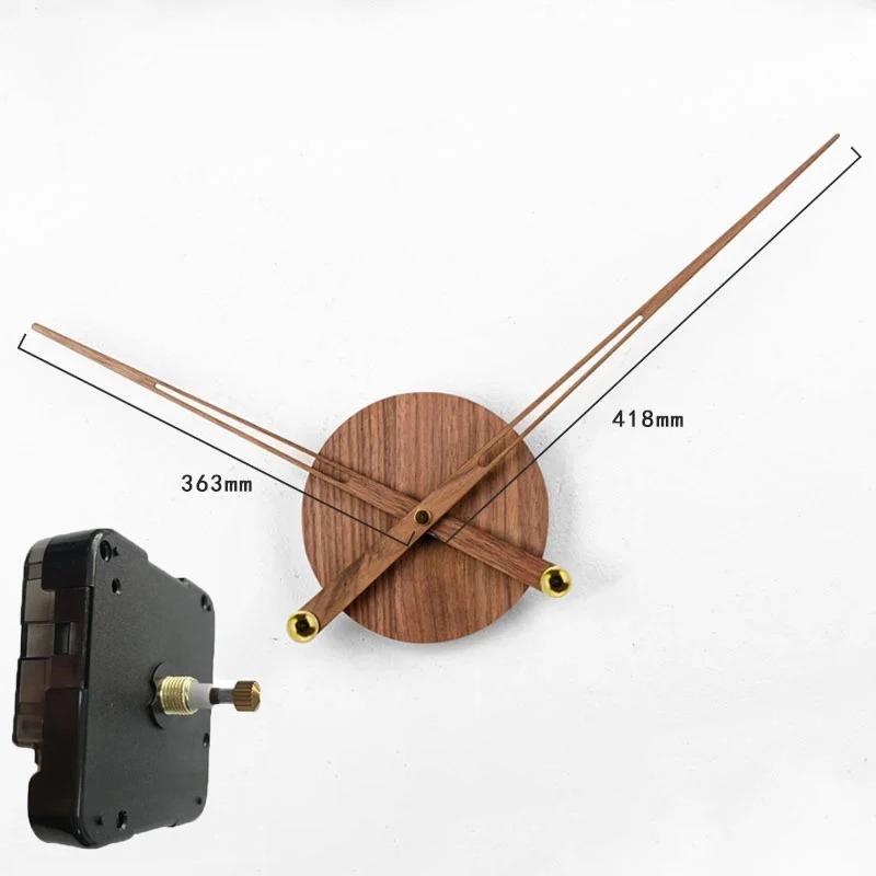 DIY Large Wall Clock Modern Spain Silent Mechanism Wood Pointer Large Torque Quartz Movement Clocks Black Walnut Needles Mural