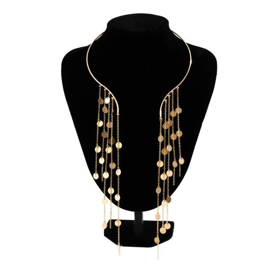 Dlouhý střapec Kovový otevřený choker Hvězda Imitace perlových korálků Střapec Límec Klíční kost Řetízek Náhrdelník Hrudník Tělové šperky pro ženy