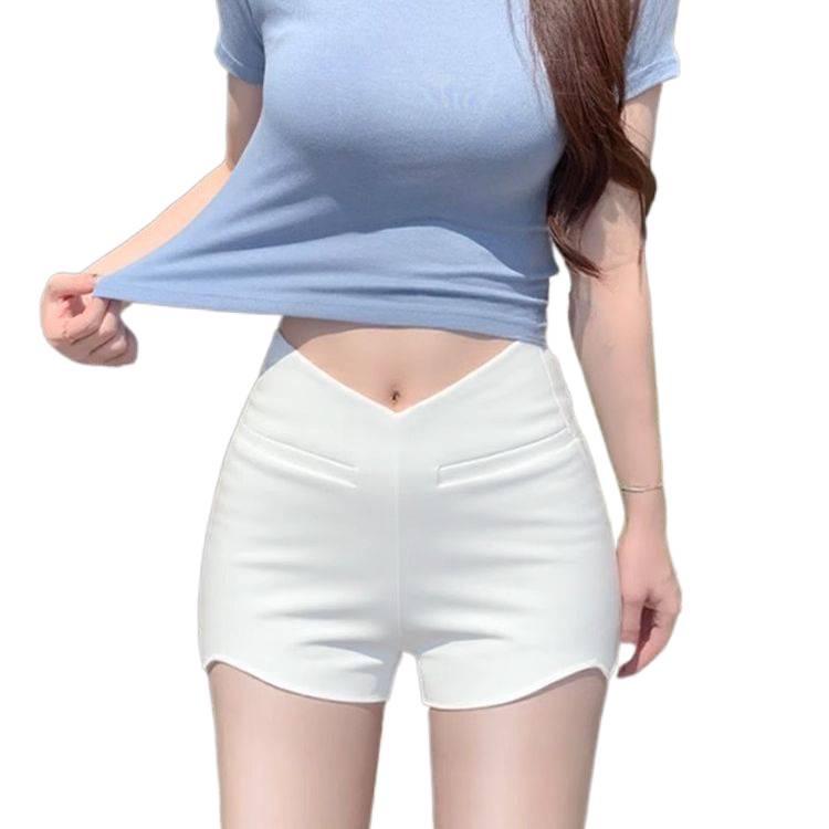 Women's Korean Style High-Waisted Elastic Shorts - Summer 2026 Collection: Slimming, Sexy Hip-Hugging Three-Quarter Length