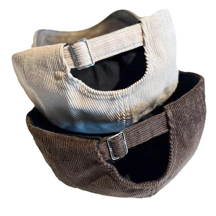 American Street Retro Fashion Forward Hat Men Autumn and Winter Corduroy Beret Women Versatile Face Showing Hat