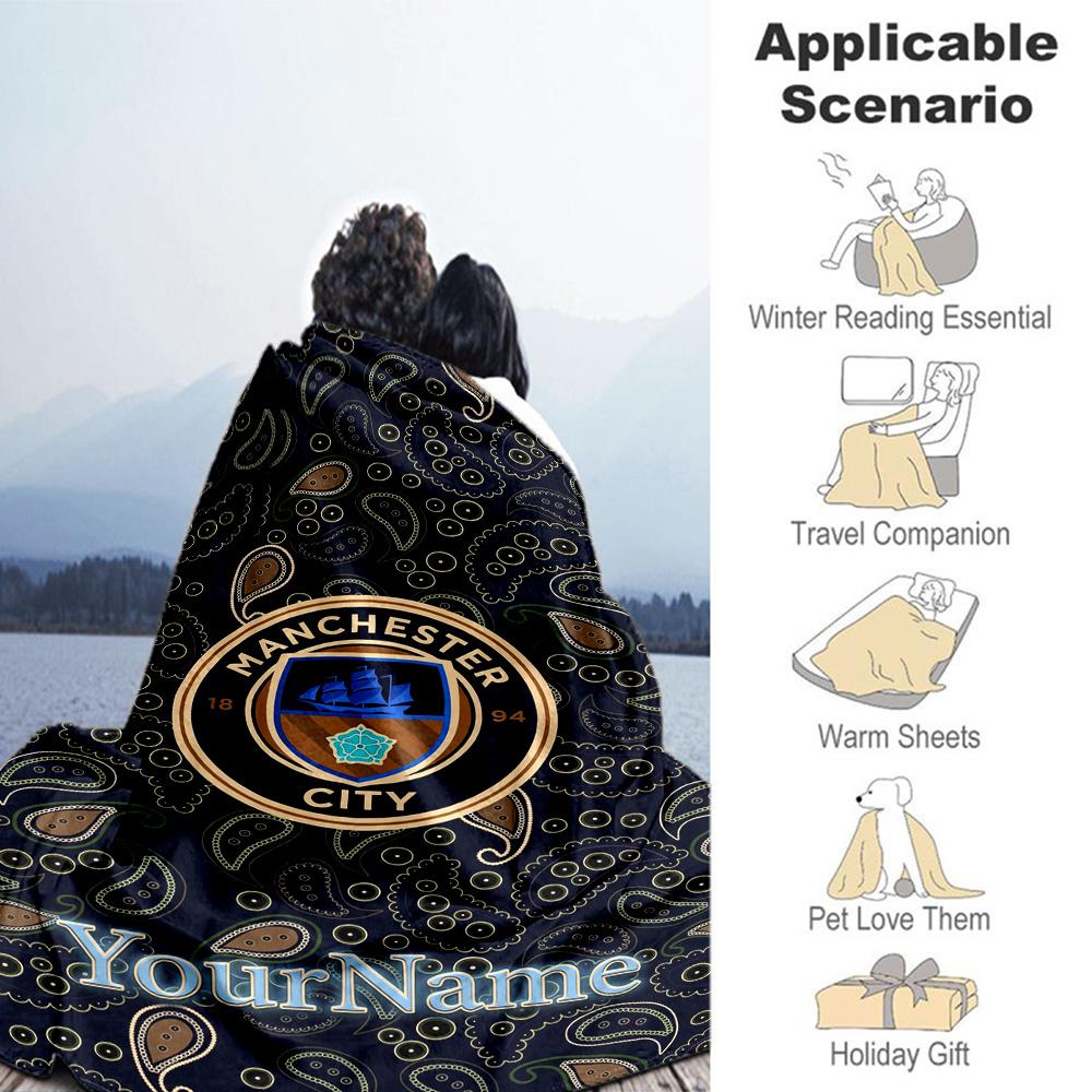 Manchester City 23 Personalized Name Blanket Gift Personalized Blanket Durable Comfort Suitable for Office Bedding Livingroom Bed