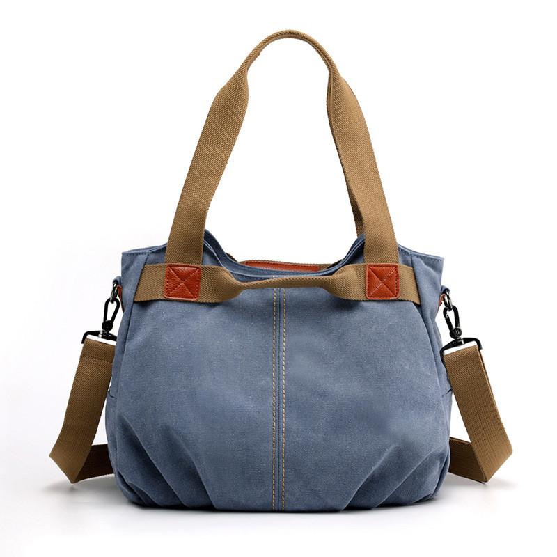 Borsa a tracolla in tela vintage da donna, ad alta capacità e dallo stile semplice, per l'uso quotidiano
