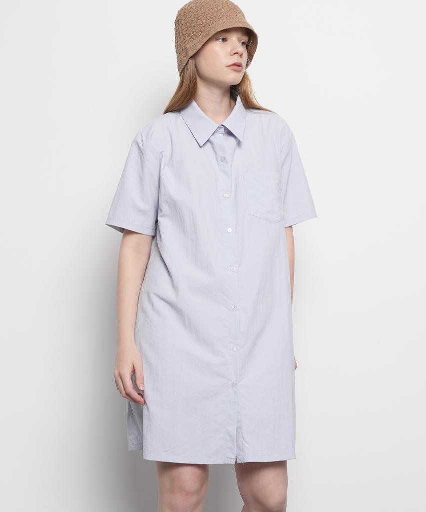 THE-ABON Women'S Summer Nylon Two-Pocket Mini Dress Beige