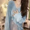 Lazy French Style Design with Pleated Chiffon Shirt Flared Long Sleeved Sun Protection Shirt Women's Summer Thin Top