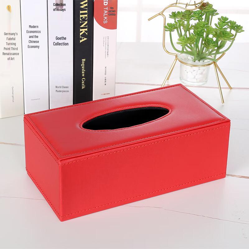 Modern Leather & Wood Tissue Box Holder