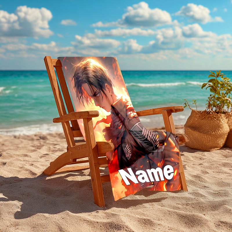 Personalized customized proof beach towel with Attack on Titan  pattern - soft, absorbent, quick-drying, perfect swimming, camping&bathing