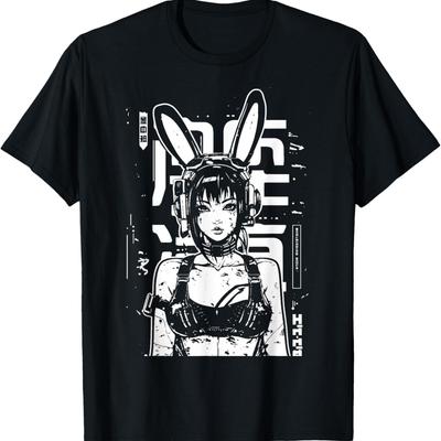 Anime Manga Punk Bunny Girl _ Cyberpunk Japanese Harajuku T-Shirt