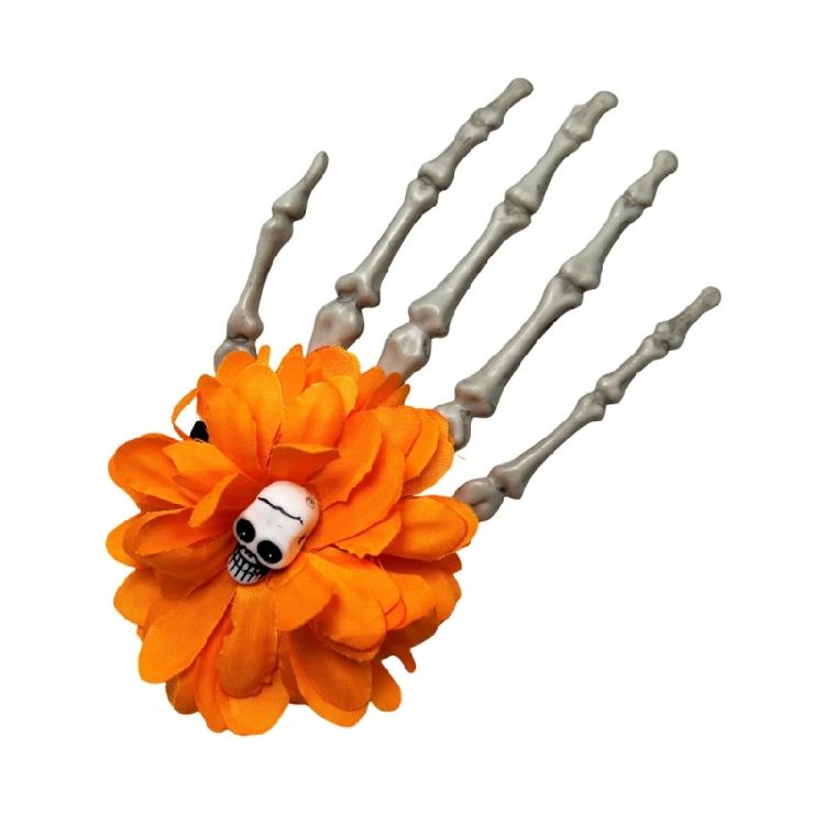 

Rose Skeleton Hands Hair Clips Skull Bone Shape Hairpins Halloween Party Hair Accessories Punk Rock Hair Barrettes оранжевый/красный
