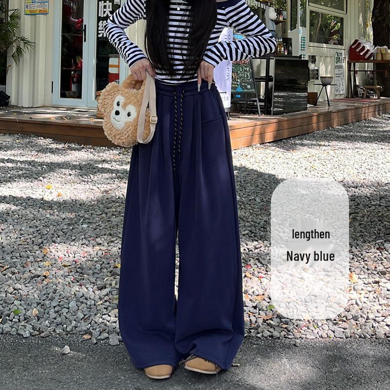 2025 Spring Women's High Waist Loose Wide-Leg Cotton Pants with Drawstring