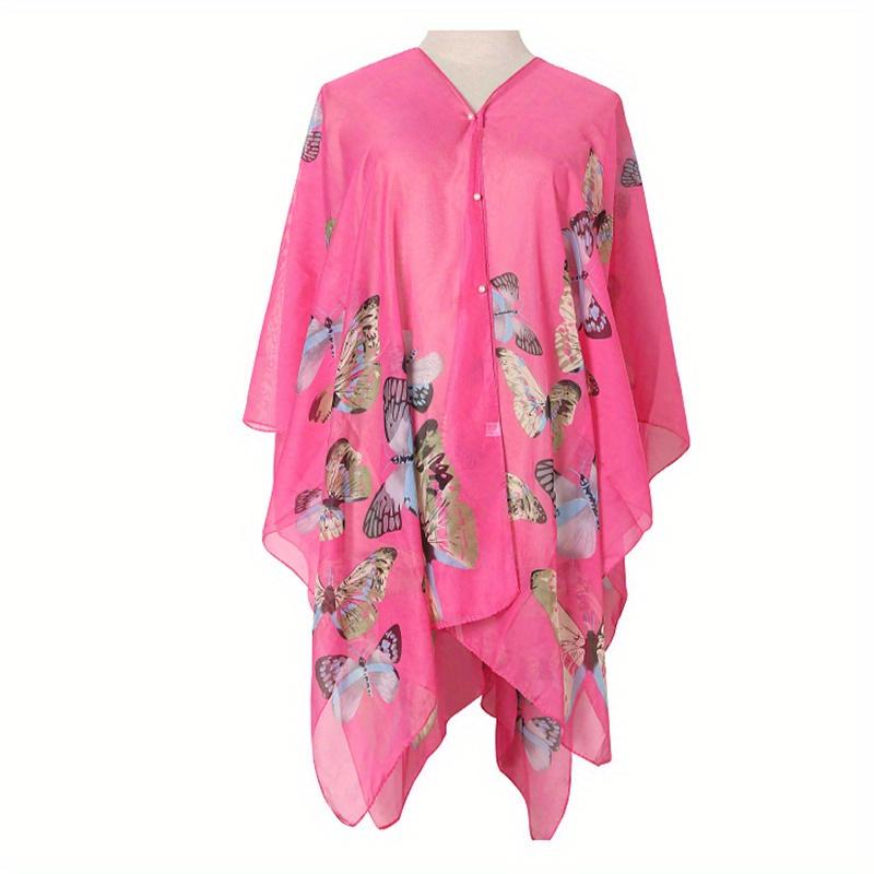 Shawls Summer Beach Sexy Women Fashion Print Chiffon Smock Bikini Cover Up Loose Blouse Sunscreen Comfortable Poncho Hot