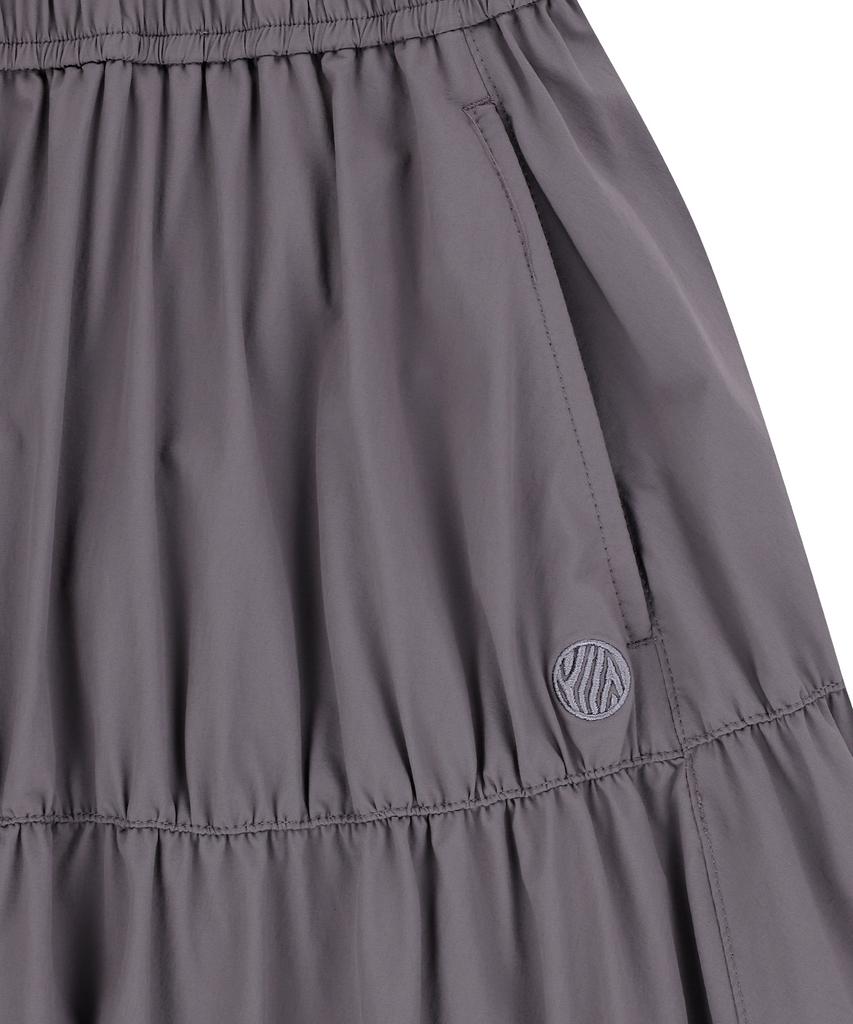 Off Grid Og Woven Stretch Shirred Long Skirt - Dark Grey