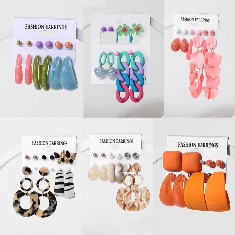 Acrylic Ear Jewelry Set Beautiful Dopamine Dangle Earrings Statement Earrings Acrylic Material for Fashionable Women