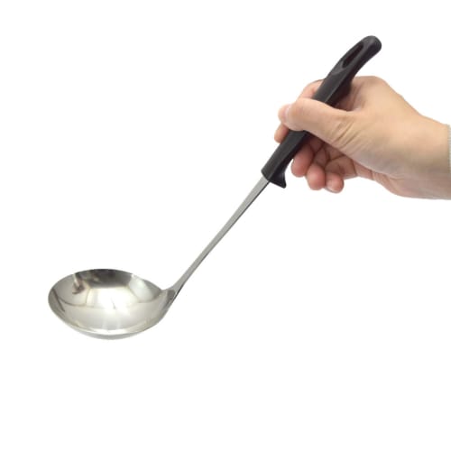 Takagi Stainless Steel Large Ladle, Dark Brown, 27.5cm Long, Hand-Fit Design, Perfect for Soups and Other Dishes, with a Handle That Fits Your Hand, D